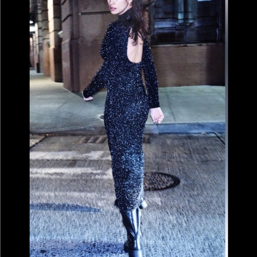 Zara NWT Black tinsel Sparkle Dress
